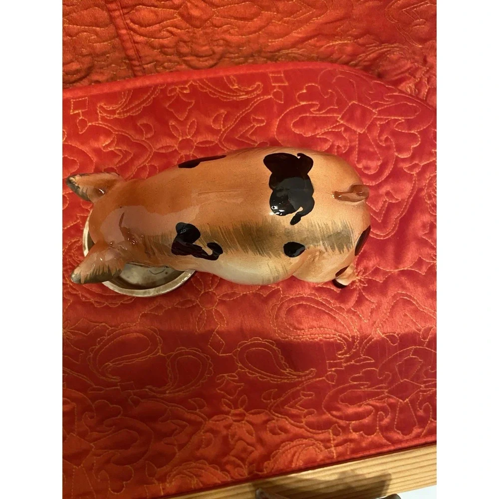 VTG Hungry Hog Eating Figurine‎ With Dish Chase JAPAN